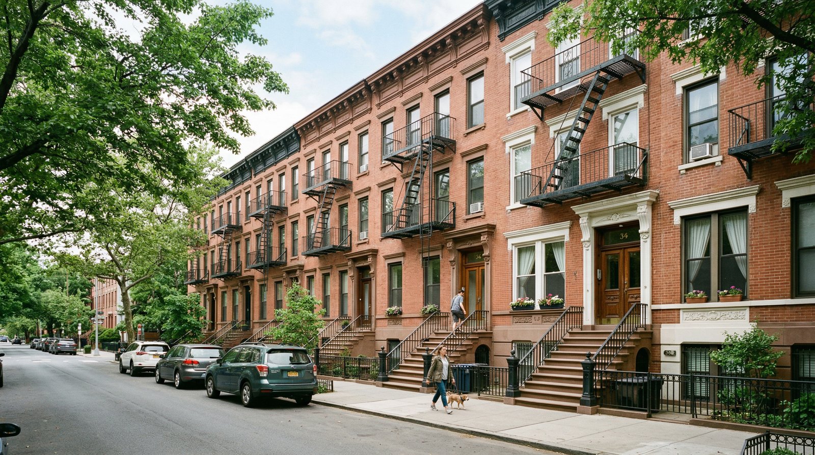 NYC brownstone apartment buildings representing rental property tax deductions for landlords in Queens and Bronx